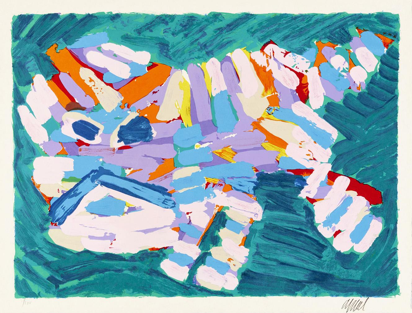 Karel Appel、Nu bleu、希少画集画、新品額装付 bleu、希少画集画、新品額装付 Appel、Nu Karel