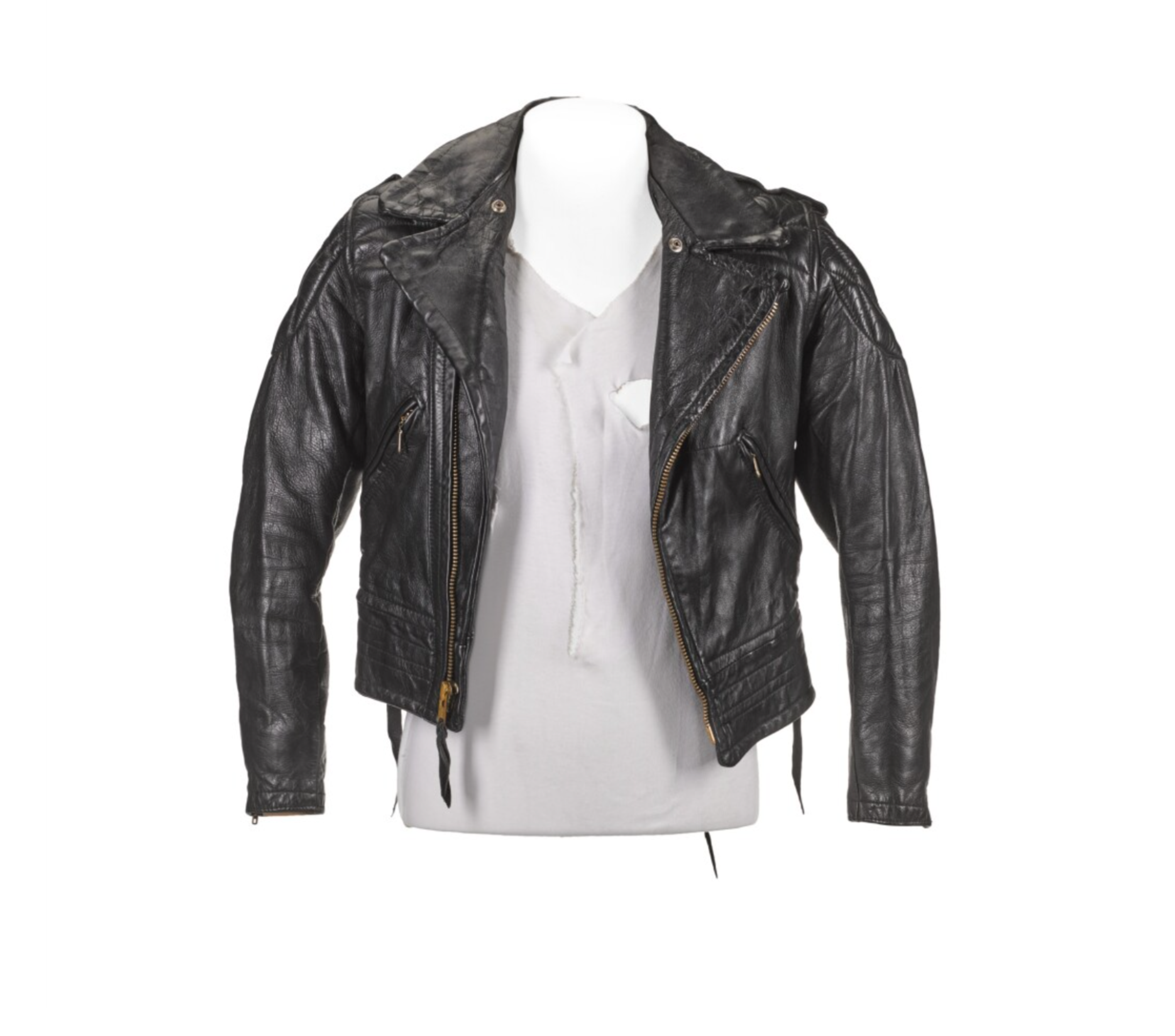 An image of a black leather jacket owned by Freddie Mercury