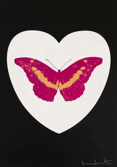 Damien Hirst: I Love You (white, black, fuchsia, cool gold) - Signed Print