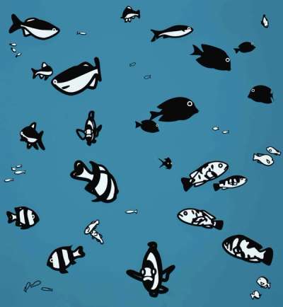 We Swam Amongst The Fishes - Version 2 - Signed Print by Julian Opie 2003 - MyArtBroker