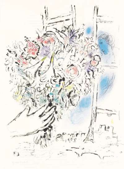 Marc Chagall: Offrande De Fleurs - Signed Print