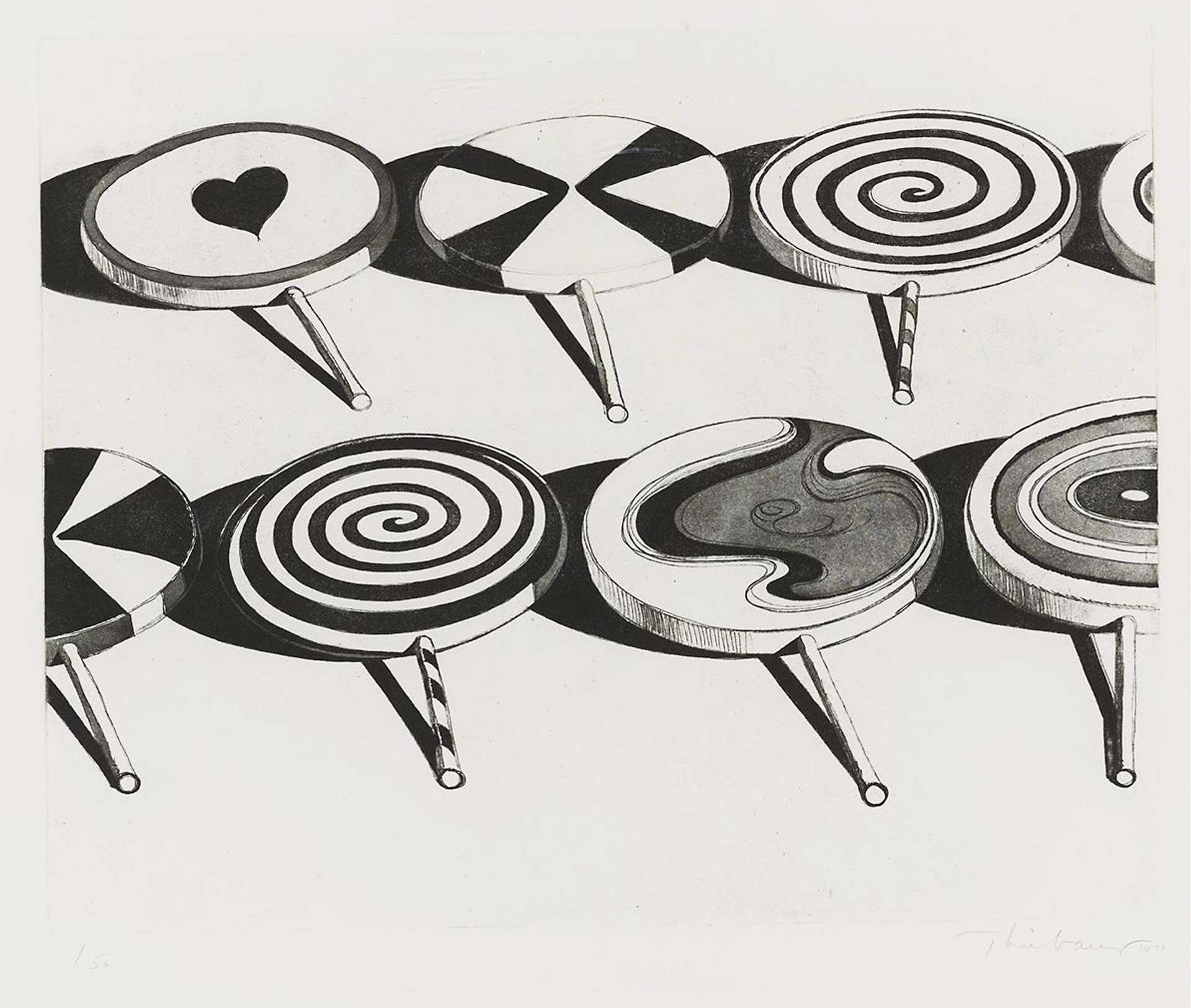 Black Suckers - Signed Print by Wayne Thiebaud 1970 - MyArtBroker