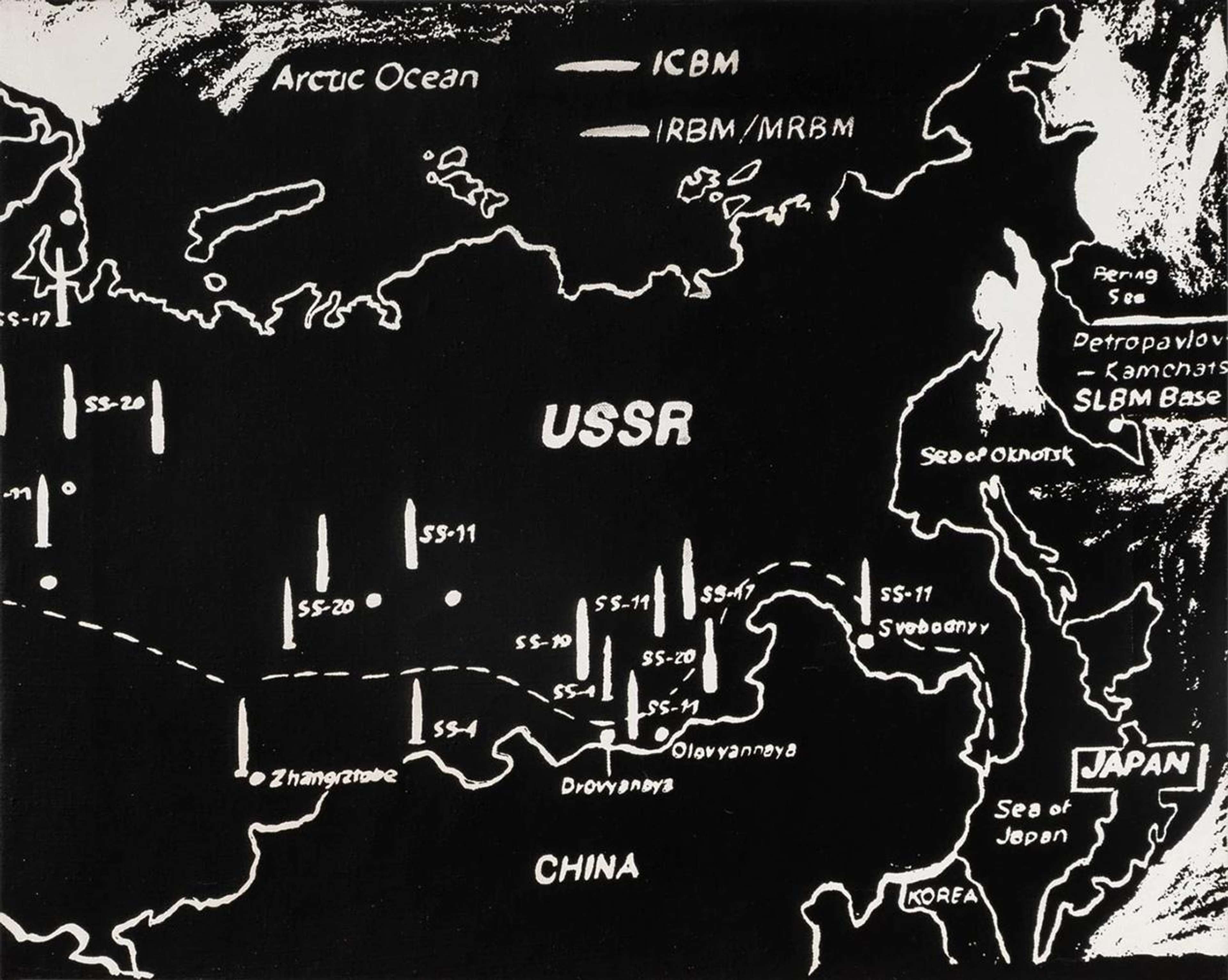 Map Of Eastern U.S.S.R. Missile Bases (Negative) - Painting by Andy Warhol 1986 - MyArtBroker
