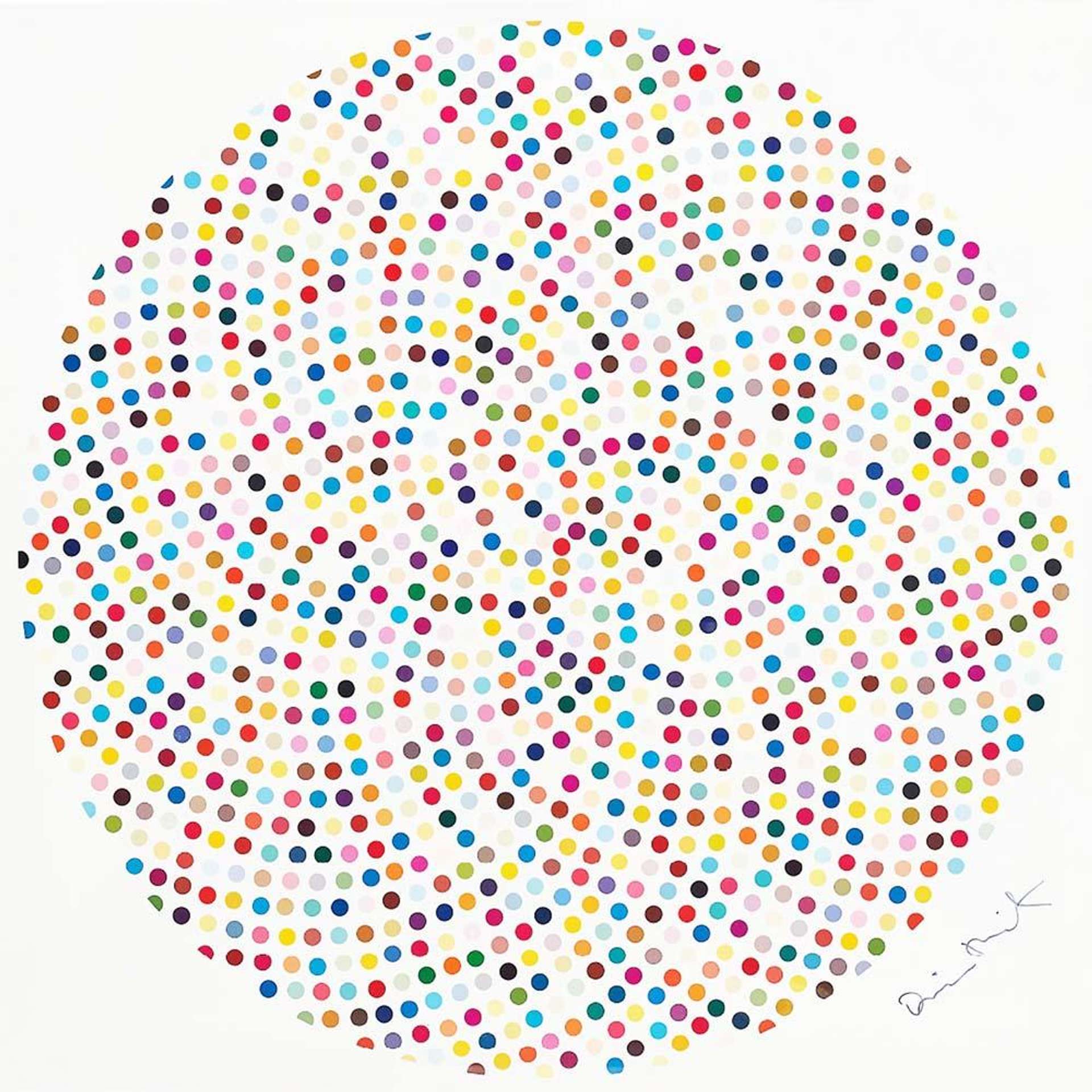 Close up of multi-coloured dots creating a pattern 