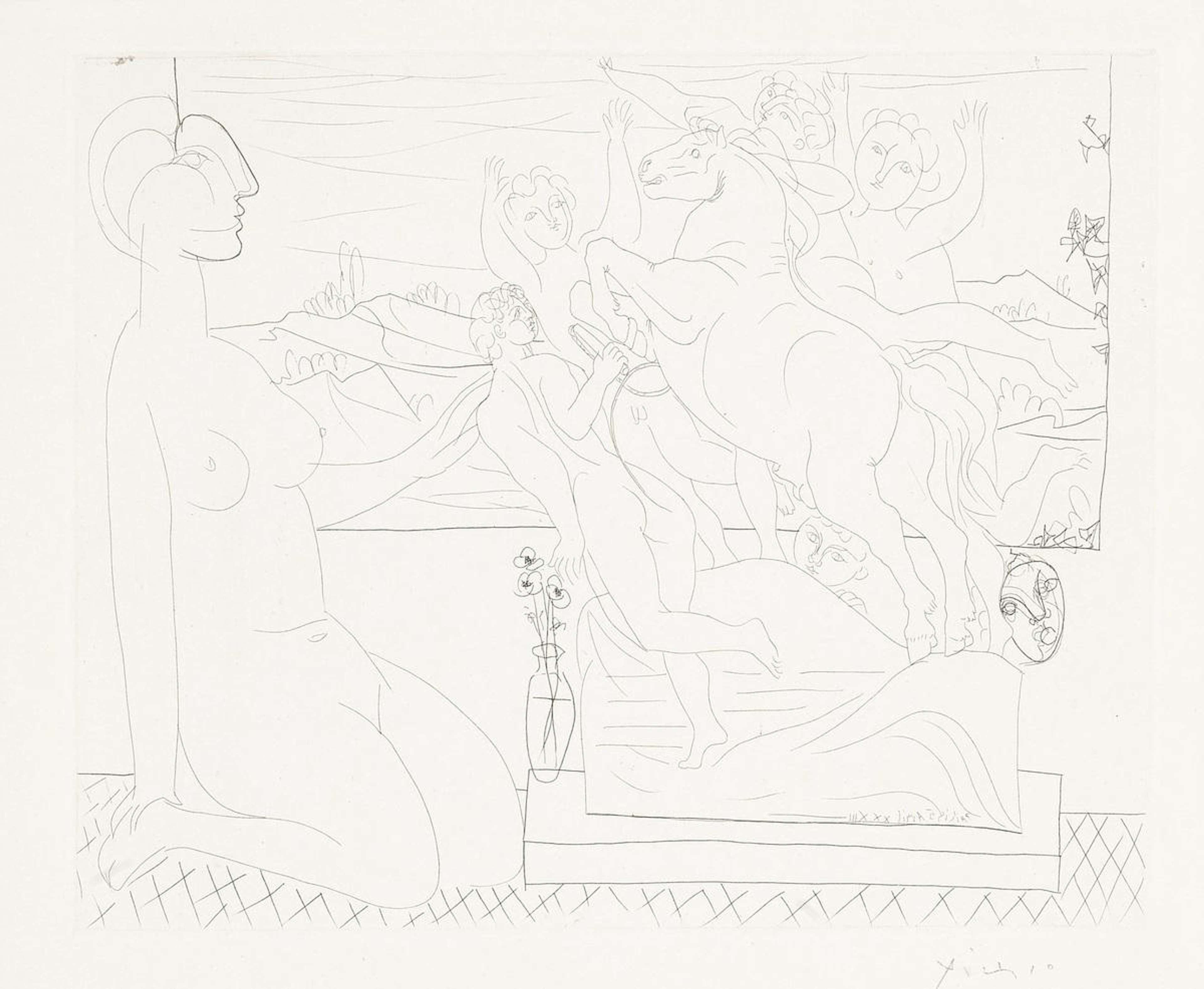 Marie-Thérèse Agenouillée Contemplant Un Group Sculpté - Signed Print by Pablo Picasso 1933 - MyArtBroker