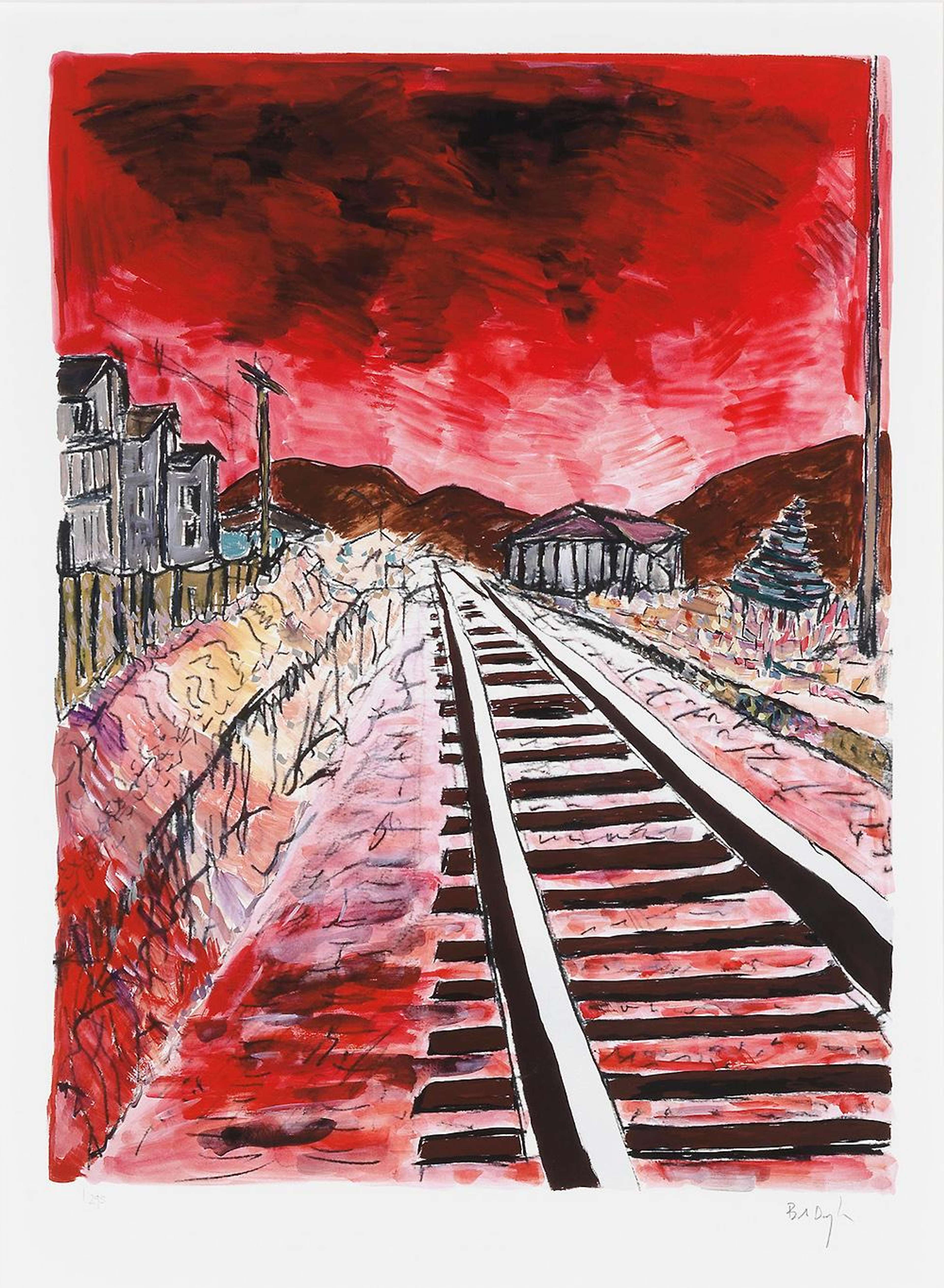 Train Tracks Red (2010) - Signed Print by Bob Dylan 2010 - MyArtBroker