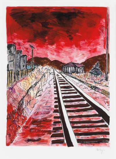 Train Tracks Red (2010) - Signed Print by Bob Dylan 2010 - MyArtBroker