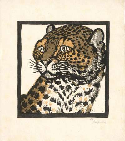 Panther Head (facing left) - Signed Print by Ludwig Heinrich Jungnickel 1916 - MyArtBroker