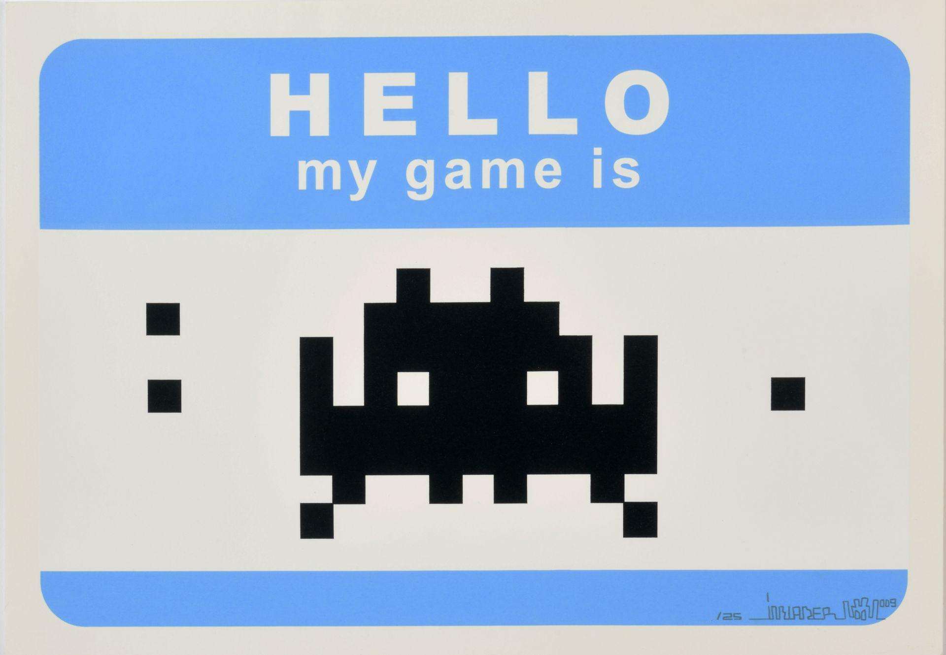 Hello My Game Is (blue) - Signed Print by Invader 2009 - MyArtBroker