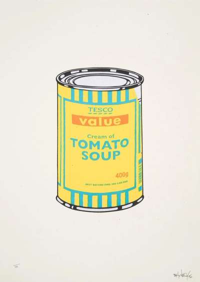 Soup Can (yellow, blue and tan) - Signed Print by Banksy 2005 - MyArtBroker