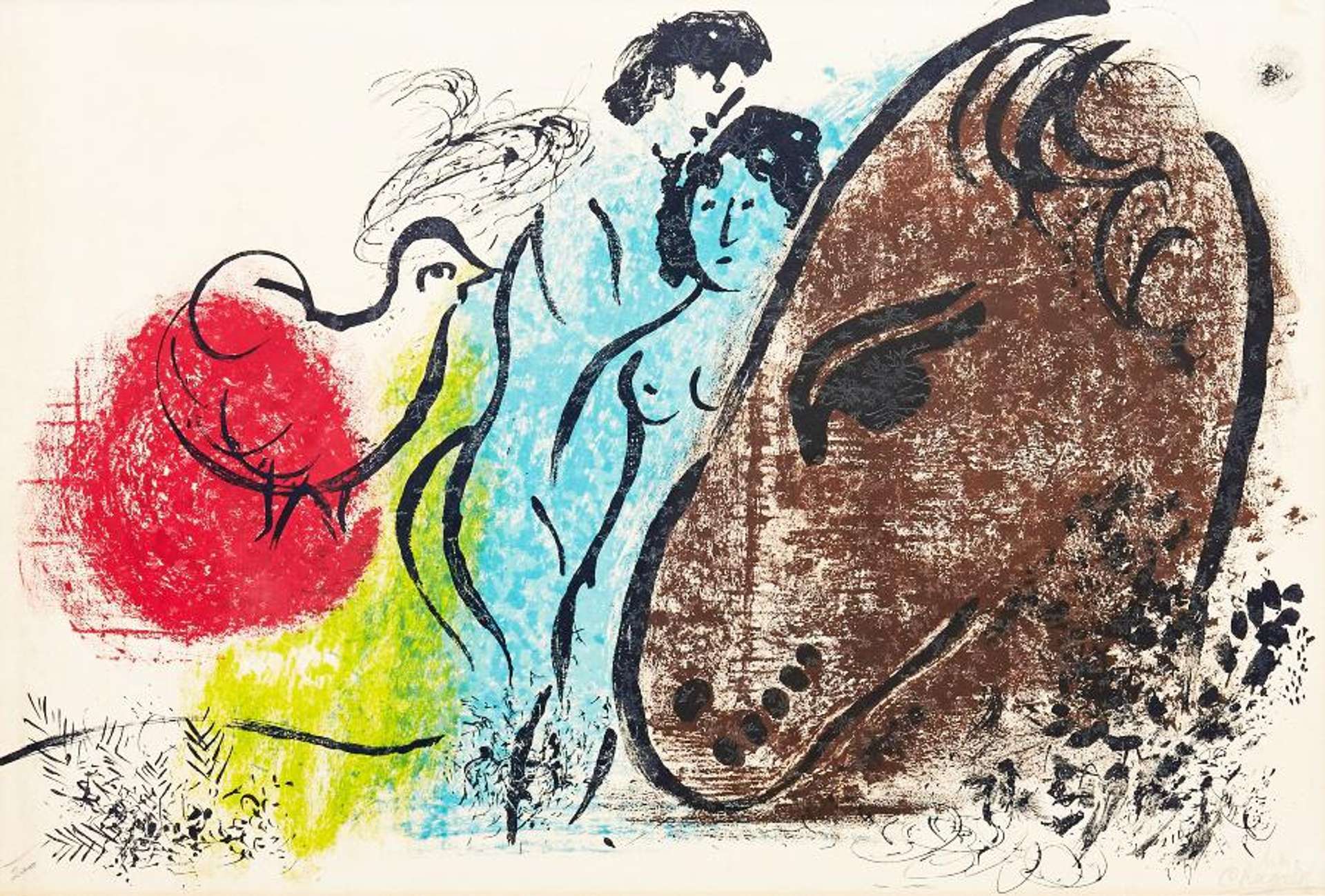 Marc Chagall: Le Cheval Brun - Signed Print