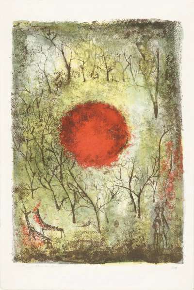 Le Soleil Rouge - Signed Print by Zao Wou-Ki 1950 - MyArtBroker