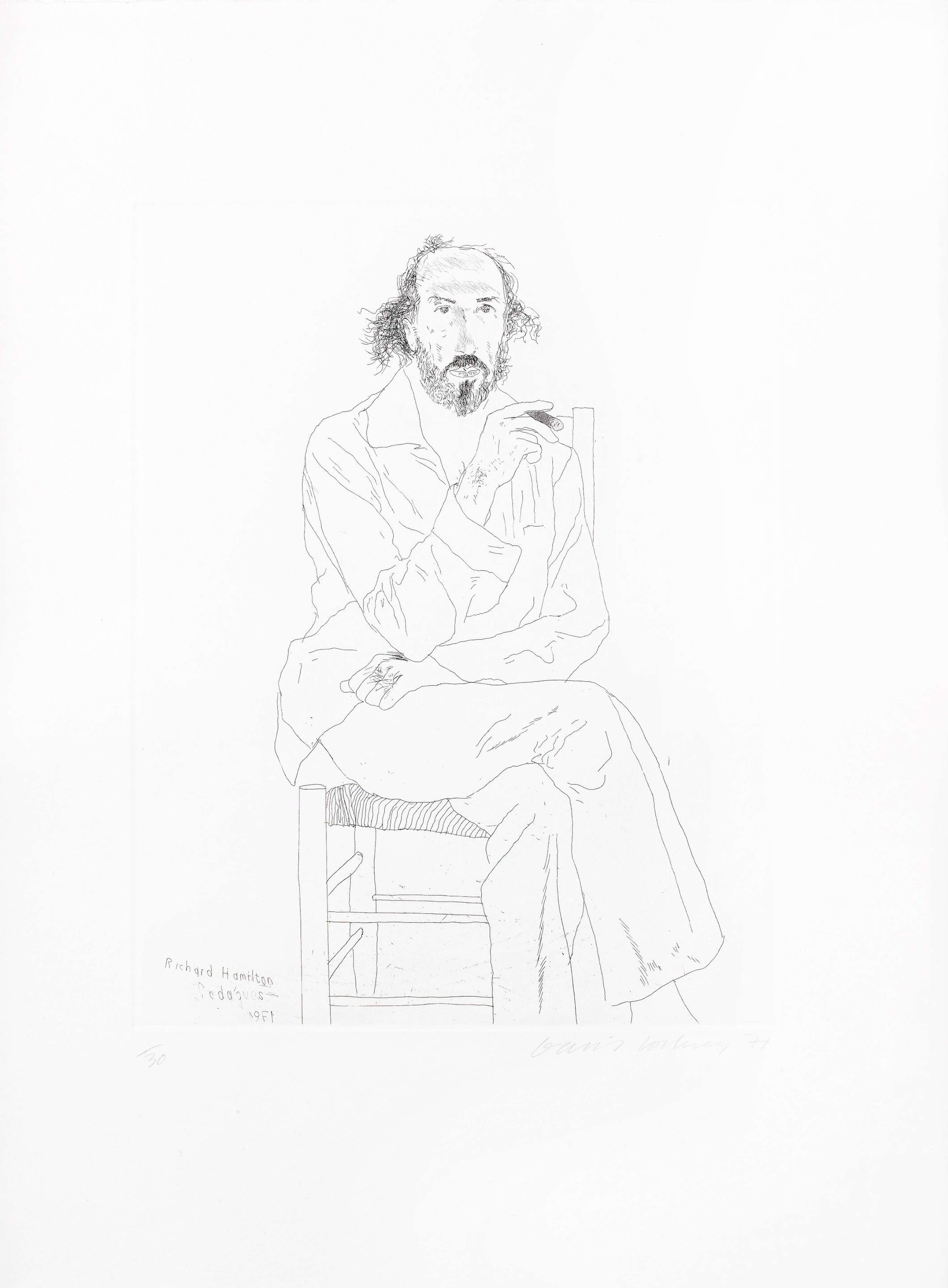 Portrait Of Richard Hamilton - Signed Print by David Hockney 1971 - MyArtBroker