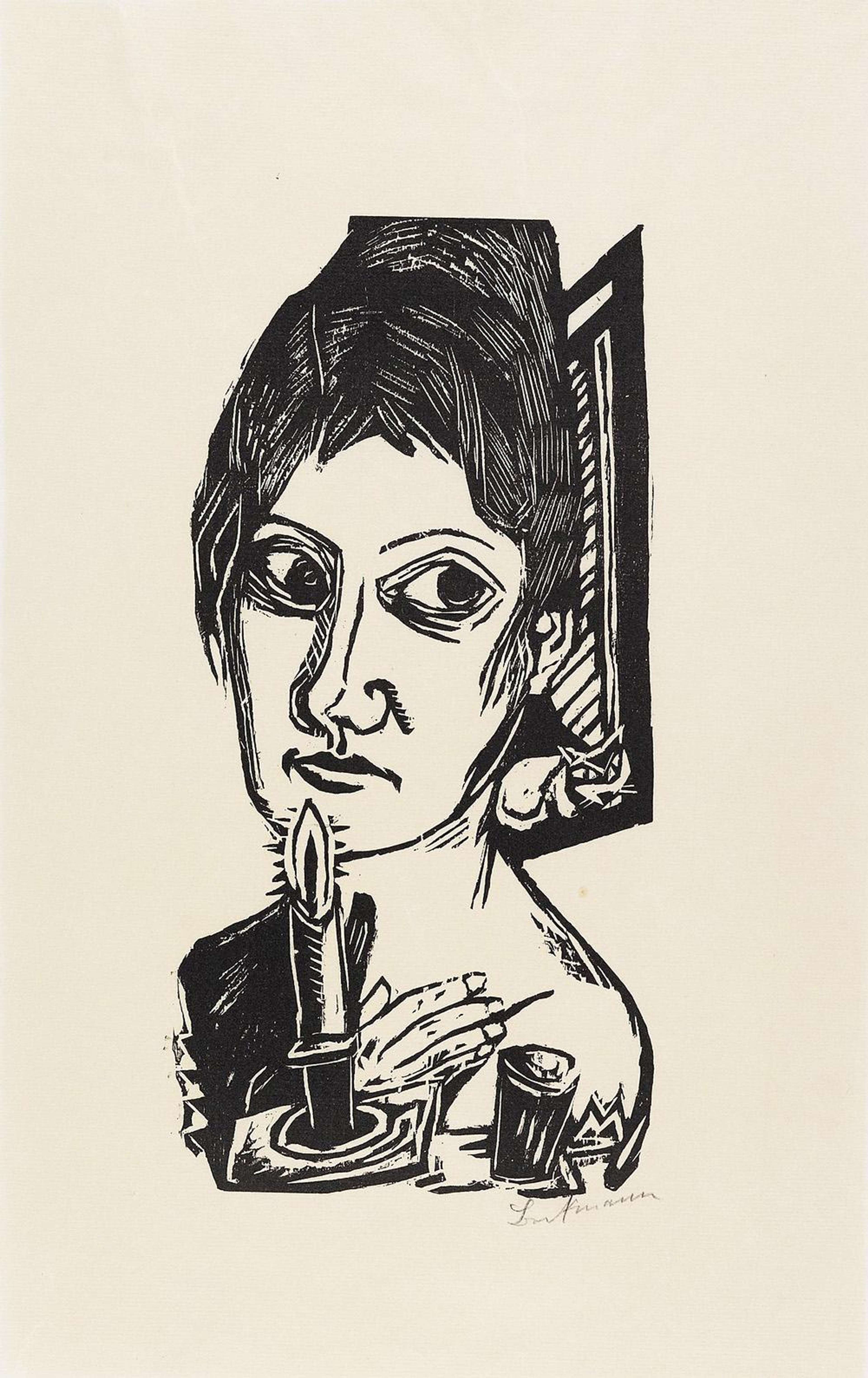 Frau Mit Kerze - Signed Print by Max Beckmann 1920 - MyArtBroker