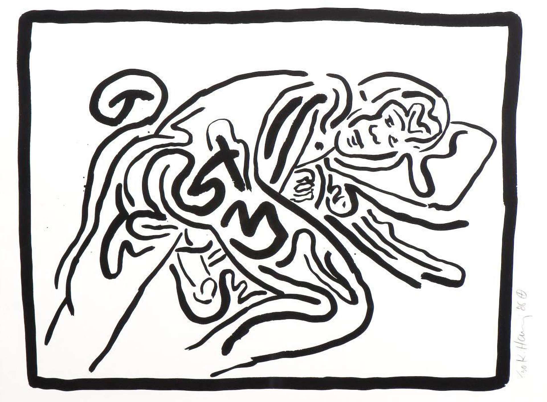 Bad Boys 5 - Signed Print by Keith Haring 1986 - MyArtBroker