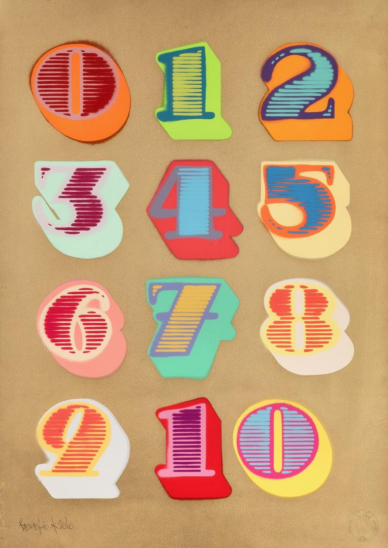 Ben Eine Shutterfont Numbers gold Signed Print 2010 MyArtBroker ben-eine-shutterfont-numbers-gold-signed-print-2010-myartbroker