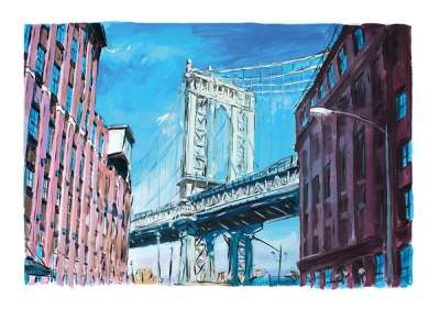 Manhattan Bridge, Downtown New York Medium (2016) - Signed Print by Bob Dylan 2016 - MyArtBroker