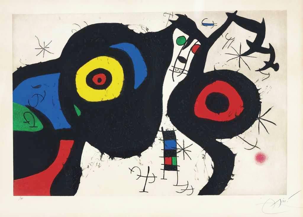 Joan Miro Les Deux Amis (Signed Print) 1969