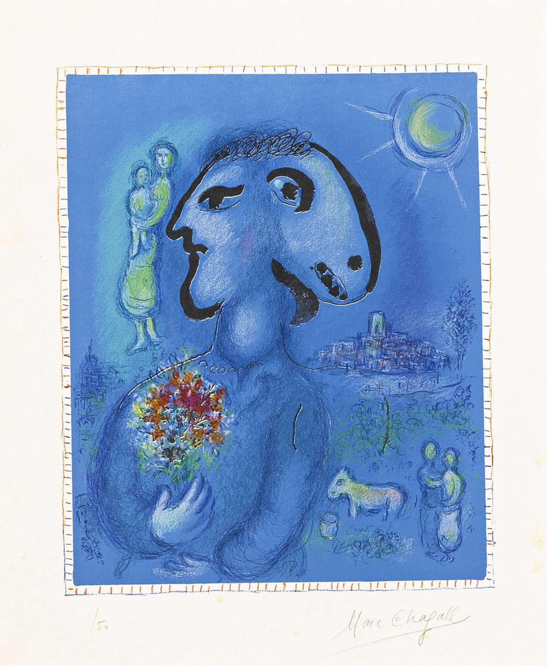 Le Village Bleu - Signed Print by Marc Chagall 1974 - MyArtBroker