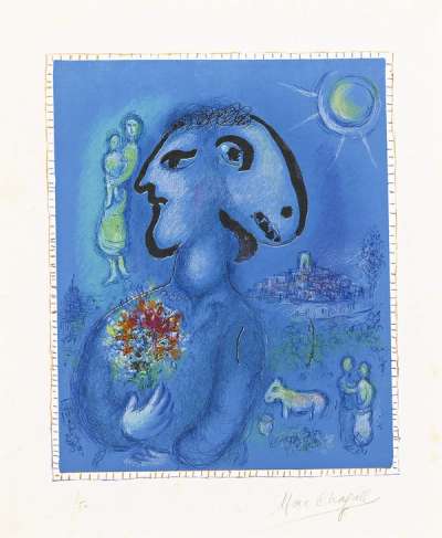 Le Village Bleu - Signed Print by Marc Chagall 1974 - MyArtBroker