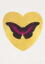 Damien Hirst: I Love You (gold leaf, black, fuchsia) - Signed Print