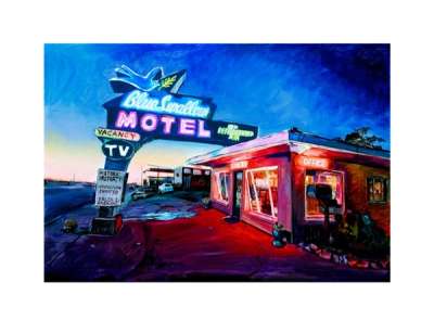 Blue Swallow Motel, Route. 66 - Signed Print by Bob Dylan 2019 - MyArtBroker