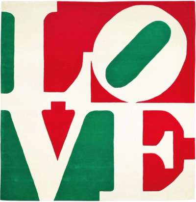 Classic Love (white, green and red) - Wool by Robert Indiana 1995 - MyArtBroker