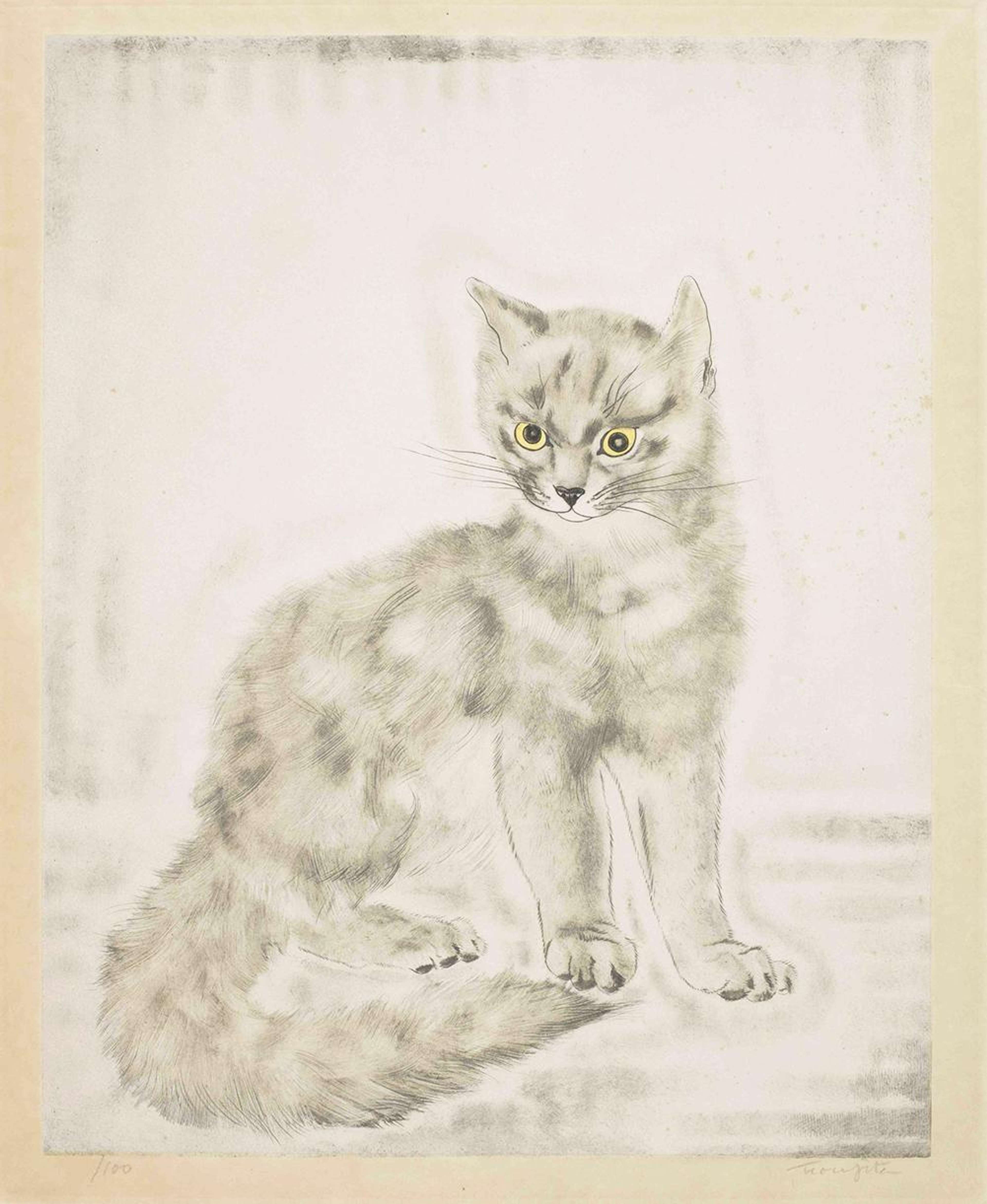 Chat Qui Regarde - Signed Print by Tsuguharu Foujita 1930 - MyArtBroker