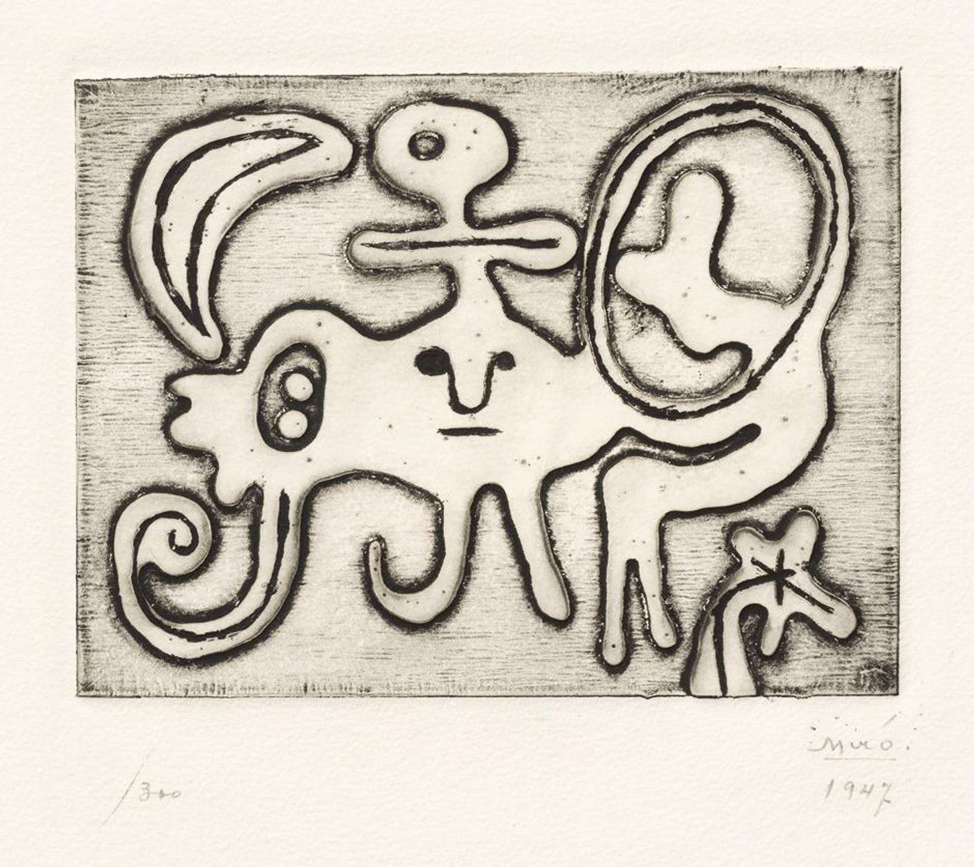 Joan Miró: Femme Et Oiseau Devant La Lune - Signed Print