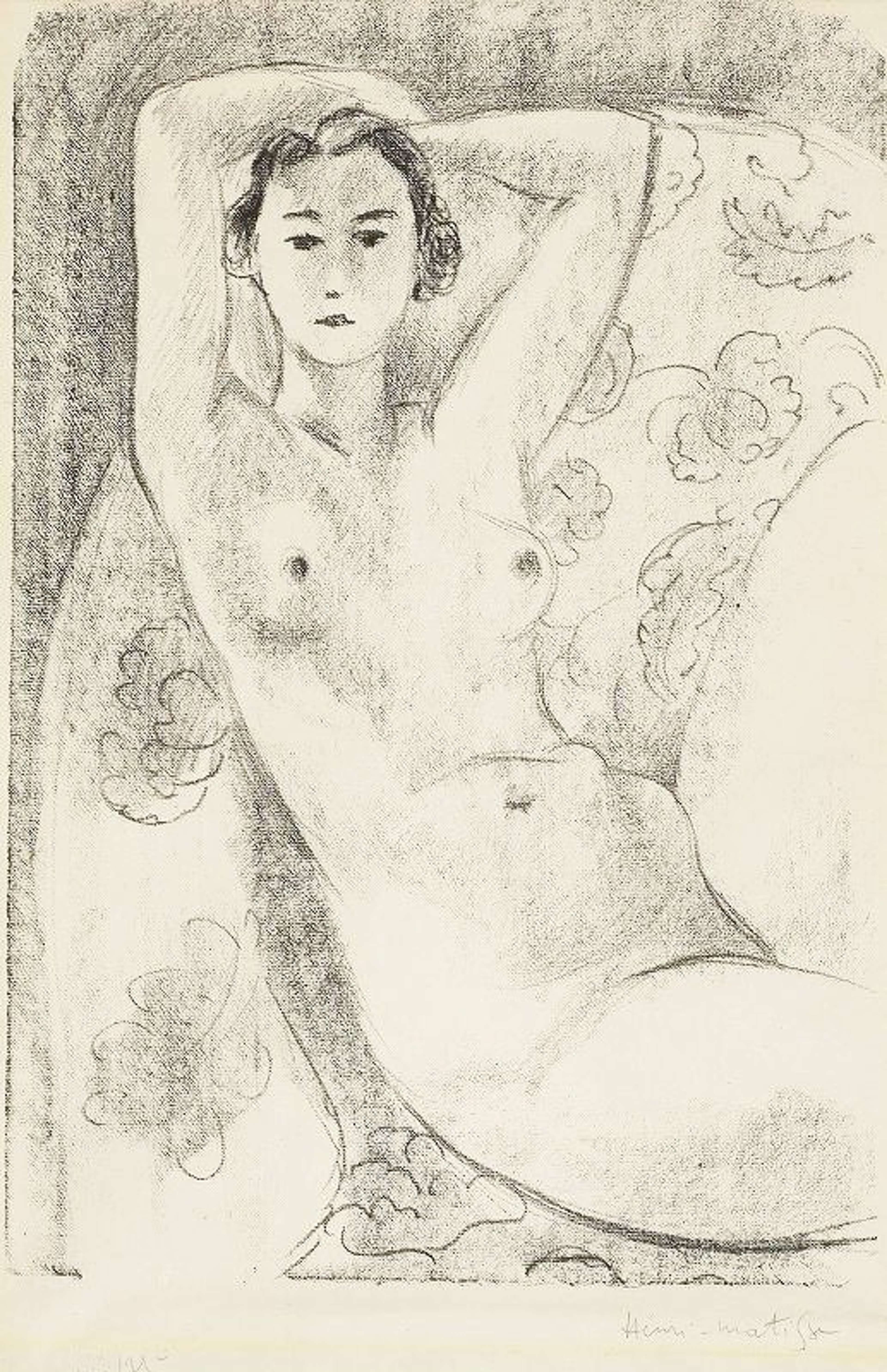 Nu Assis Dans Un Fauteuil Au Decor Fleuri - undefined by Henri Matisse 1924 - MyArtBroker