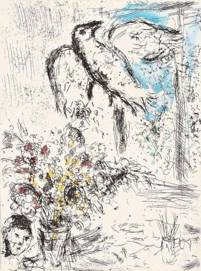 Marc Chagall: Nature Morte Au Grand Oiseau - Signed Print