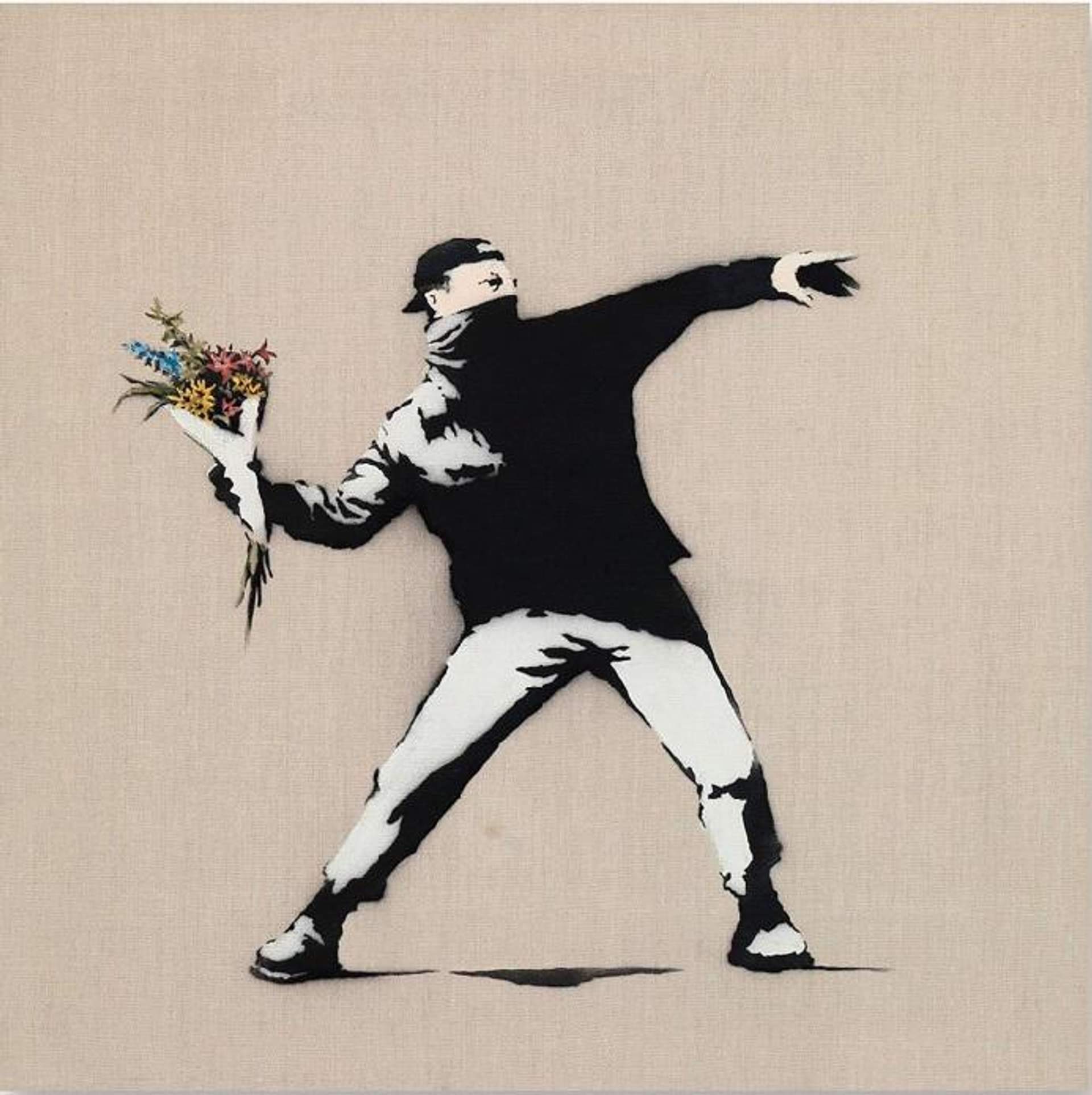 Love Is In The Air (flower thrower) by Banksy