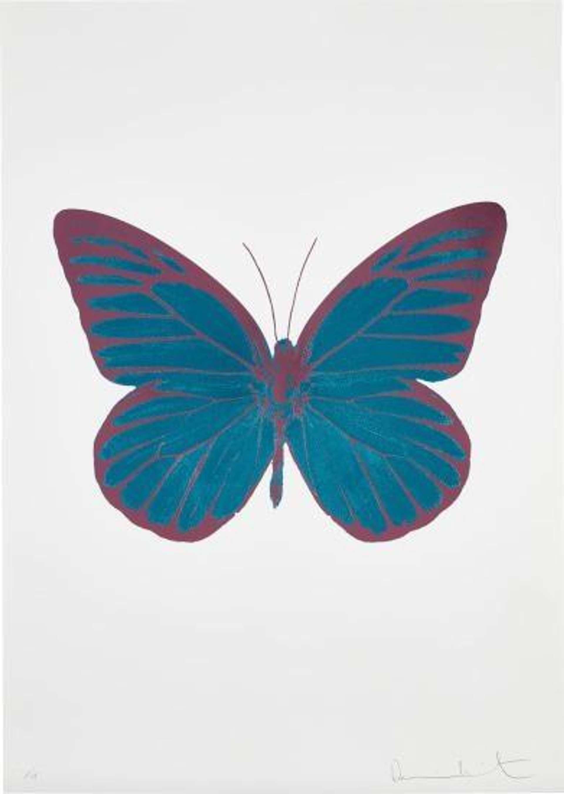 Damien Hirst: The Souls I (turquoise, blind impression, loganberry pink) - Signed Print