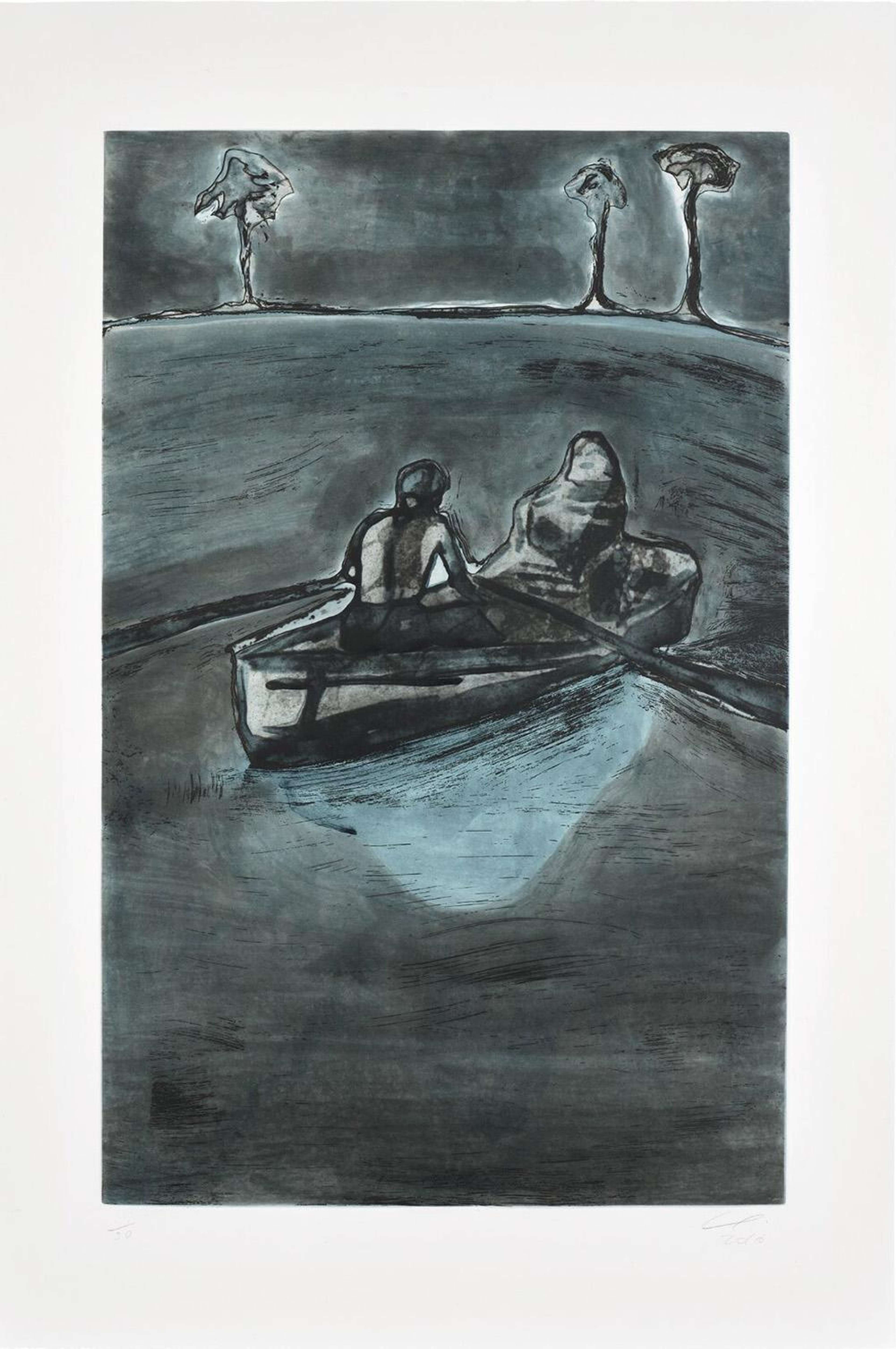 Two People At Night (Indigo) - Signed Print by Peter Doig 2016 - MyArtBroker