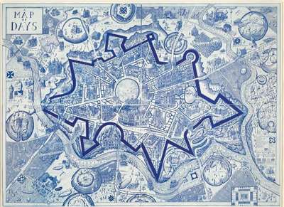 Grayson Perry: A Map of Days (blue) - Signed Print