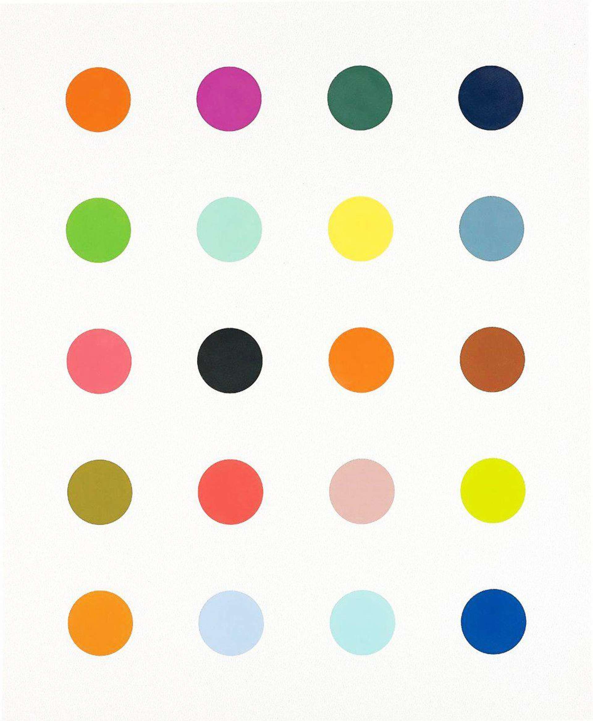 Five horizontal rows of with multi-coloured dots