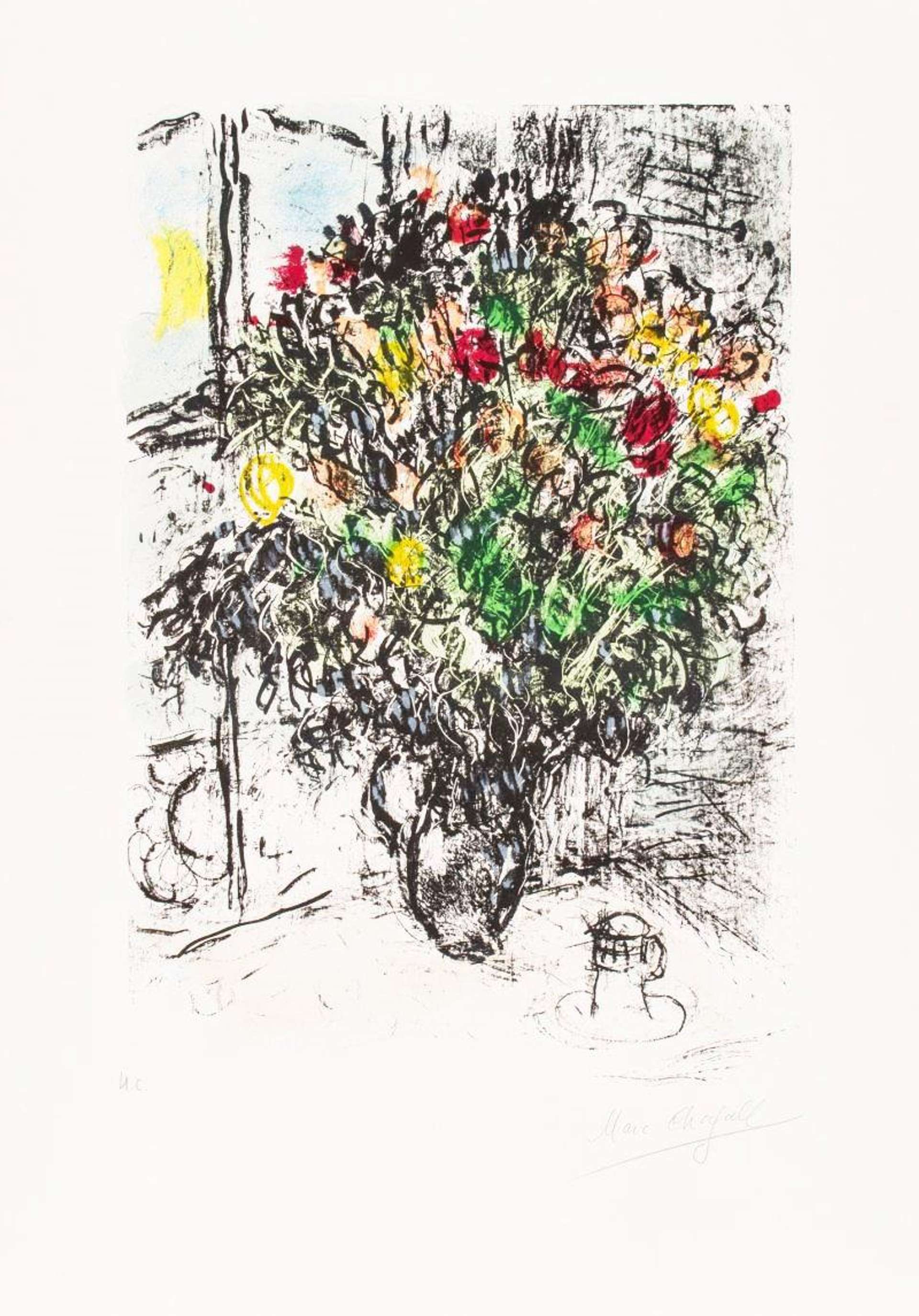 Le Bouquet Rouge - Signed Print by Marc Chagall 1969 - MyArtBroker