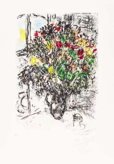 Marc Chagall: Le Bouquet Rouge - Signed Print