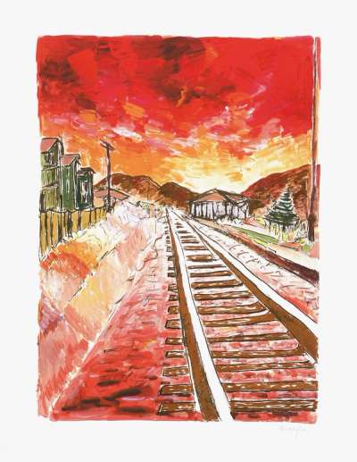 Train Tracks Red (2020) - Signed Print by Bob Dylan 2020 - MyArtBroker