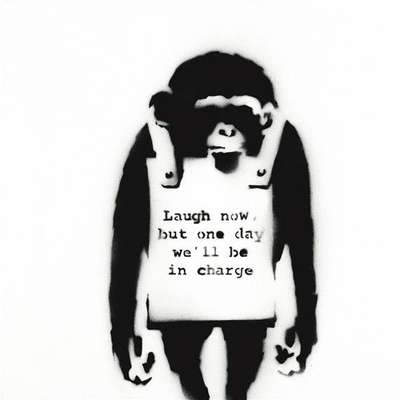 Banksy: Laugh Now (canvas) - Signed Spray Paint