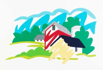 House And Barn In The Distance - Signed Print by Tom Wesselmann 1991 - MyArtBroker