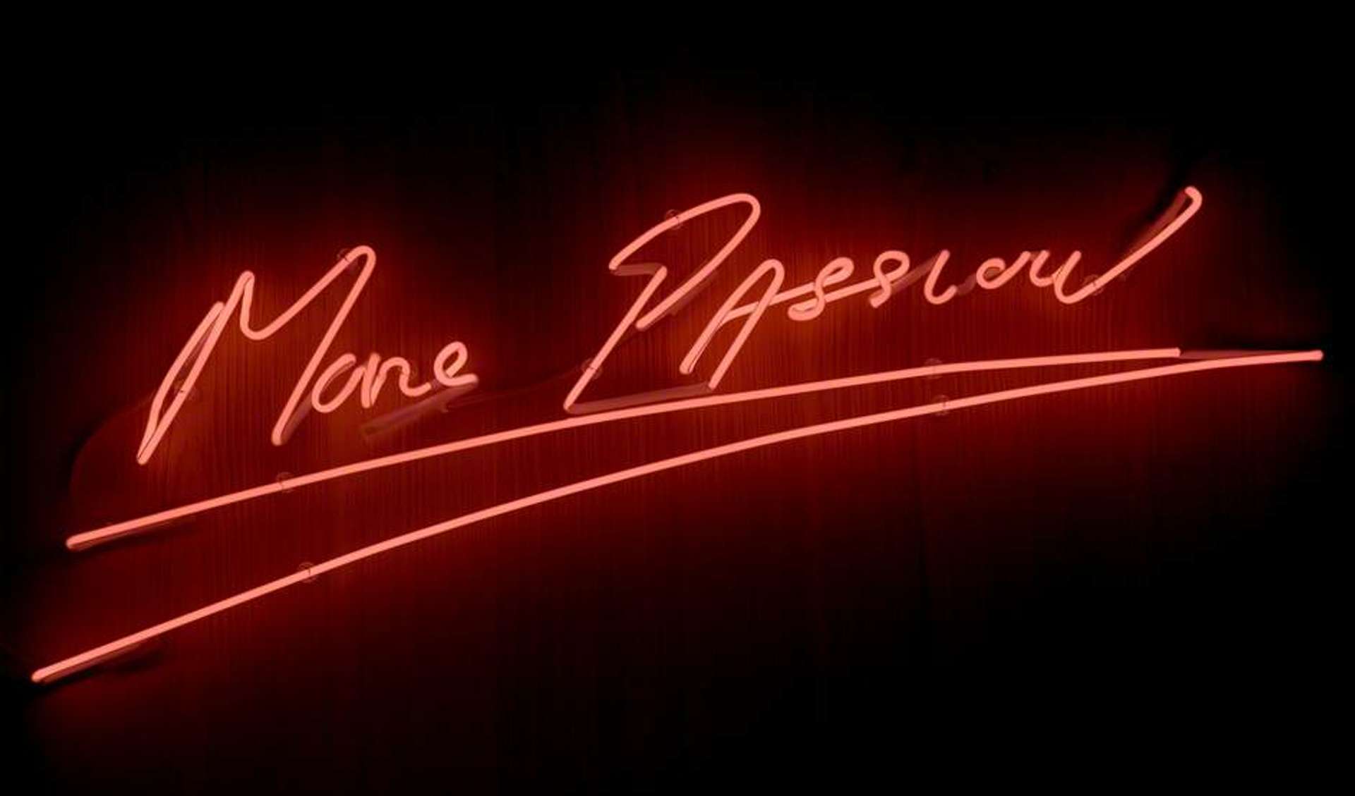 Tracey Emin's More Passion. A neon work with text that reads "More Passion" in red