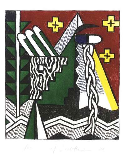 Two Figures With Teepee - Signed Print by Roy Lichtenstein 1980 - MyArtBroker