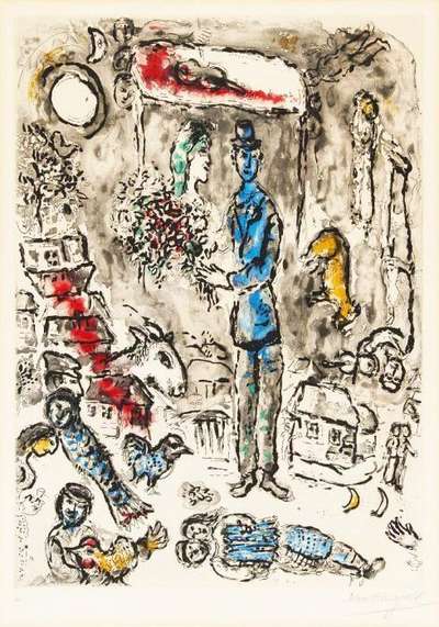 Le Mariage (colour) - Signed Print by Marc Chagall 1968 - MyArtBroker