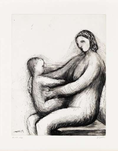 Mother And Child XIII - Signed Print by Henry Moore 1983 - MyArtBroker