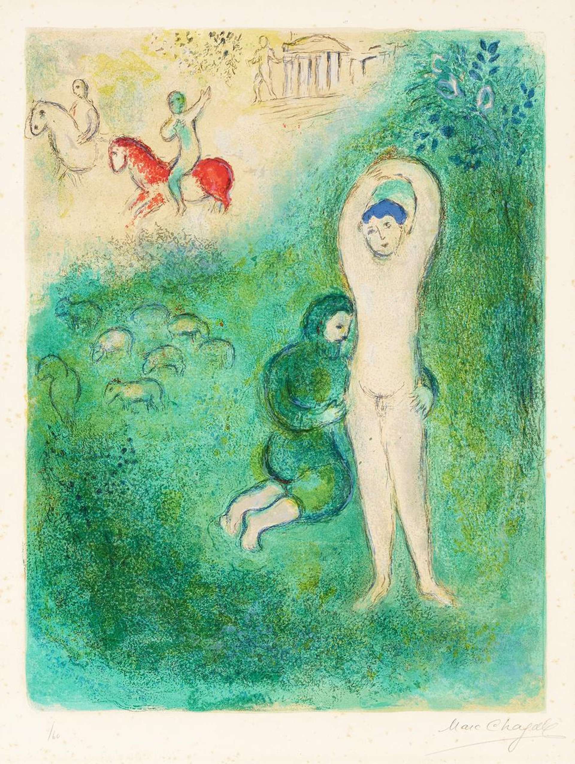 Daphnis Et Gnathon - Signed Print by Marc Chagall 1961 - MyArtBroker