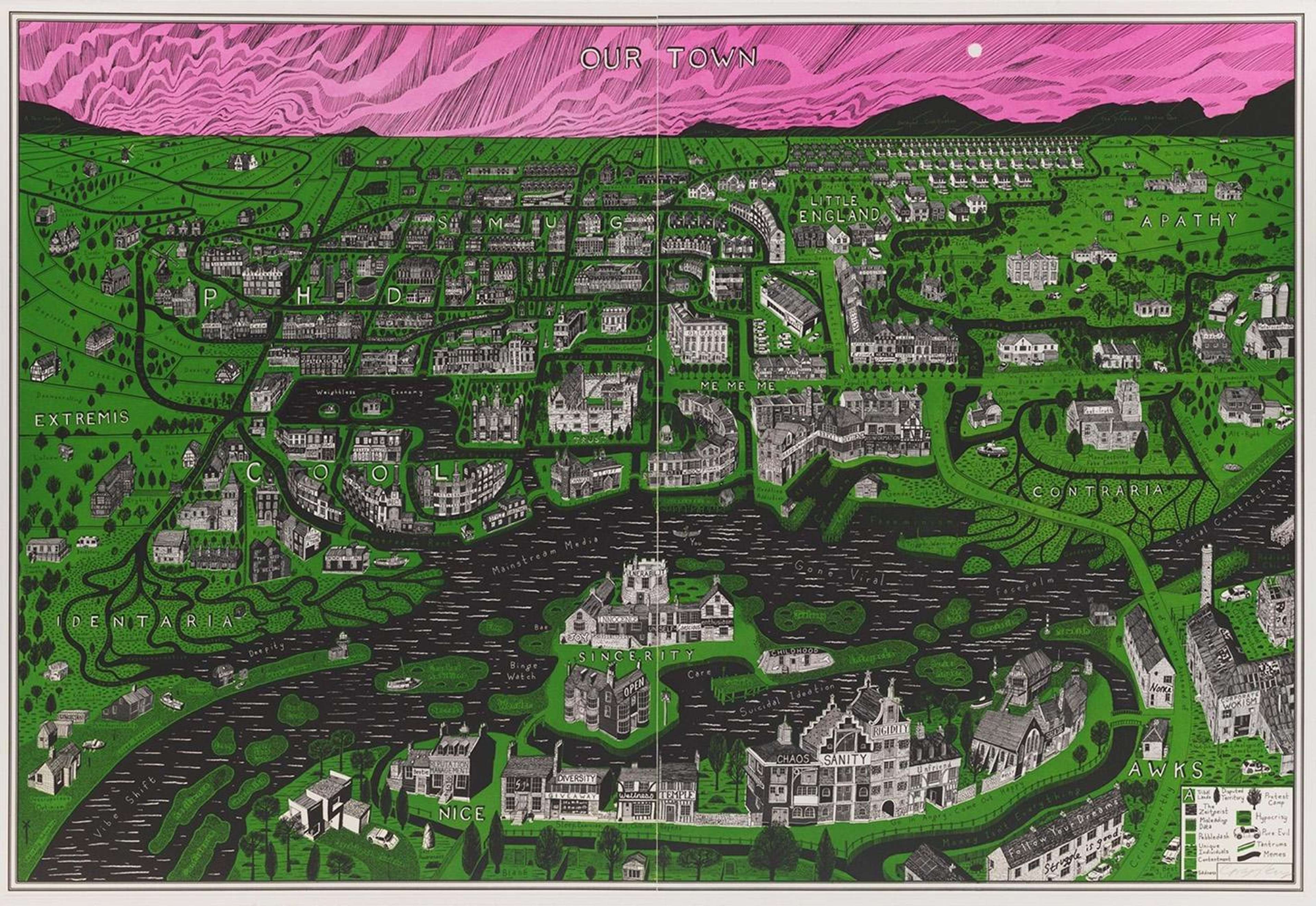 Our Town (green & pink) - Signed Print by Grayson Perry 2023 - MyArtBroker