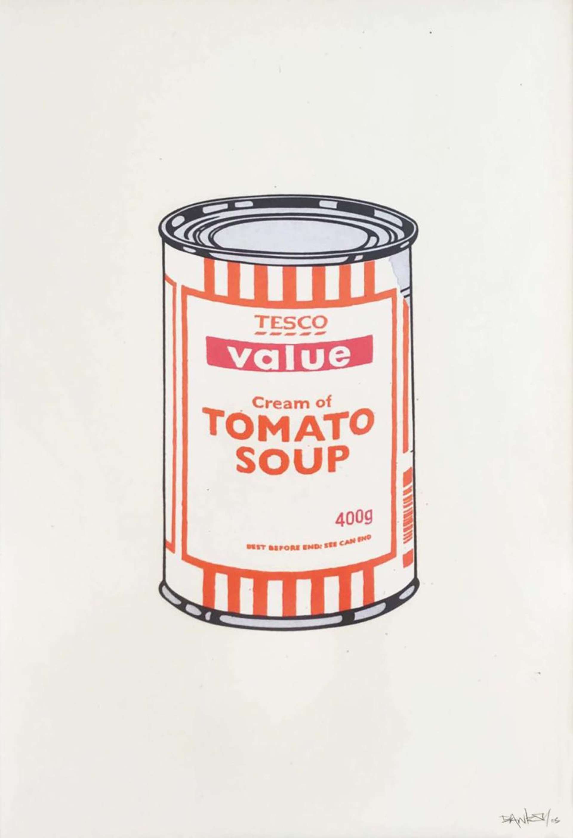 Soup Can (white, orange and raspberry) by Banksy - MyArtBroker