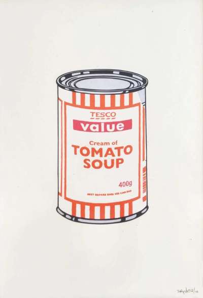 Soup Can (white, orange and raspberry) - Signed Print by Banksy 2005 - MyArtBroker