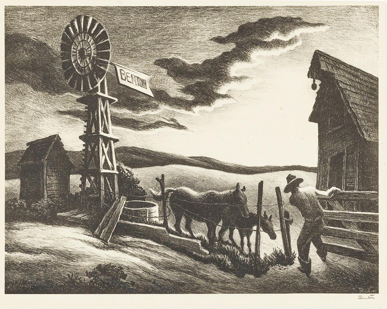 Thomas Hart Benton Arkansas Evening (Signed Print) 1941 | MyArtBroker